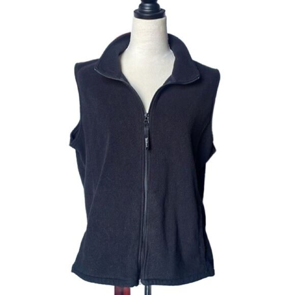 Woolrich Women’s Black Full Zip Fleece Vest W/Pockets & Logo (Size: XL) - Picture 1 of 13